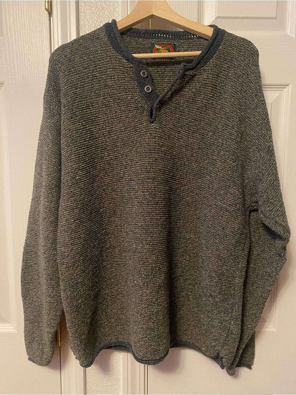 Men's Charcoal Henley Sweater - Alps